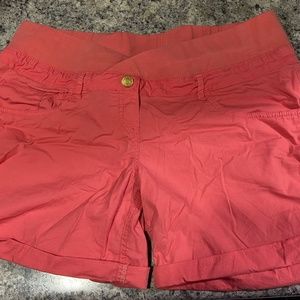 Large coral maternity shorts